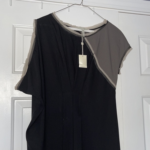 NWT BCBGMAXAZRIA Runway Asymmetrical cold shoulder color block tunic dress XXS - Picture 4 of 16